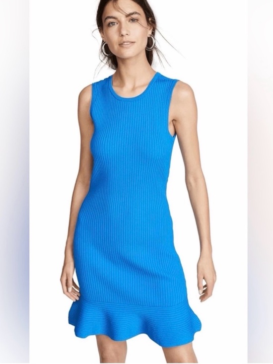 PARKER Lynn Ruffle Skirt Knit Dress Women's Size XS Blue - Picture 2 of 16